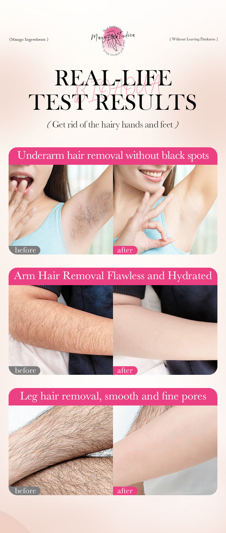 Full English Mango Soothing Hair Removal Cream40g BIOAOUA Non-irritating Underarm Hair Removal Cream  Wholesale