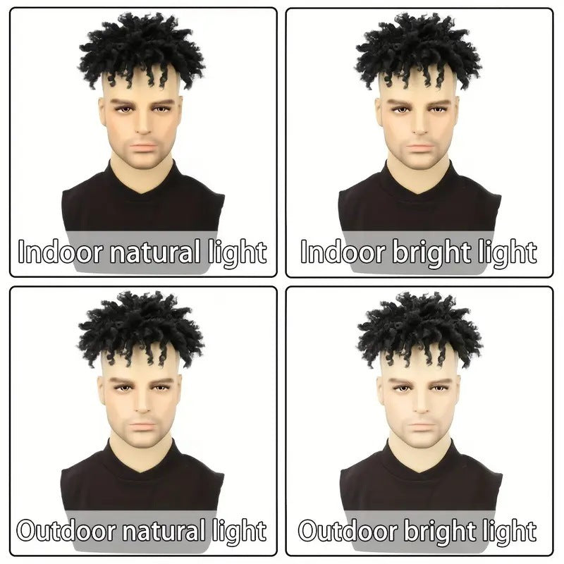 Black3Afro Dreadlock Hairpiece Hip Hop Short Wig African Export Tube Curly Dreadlock Hair Wigs