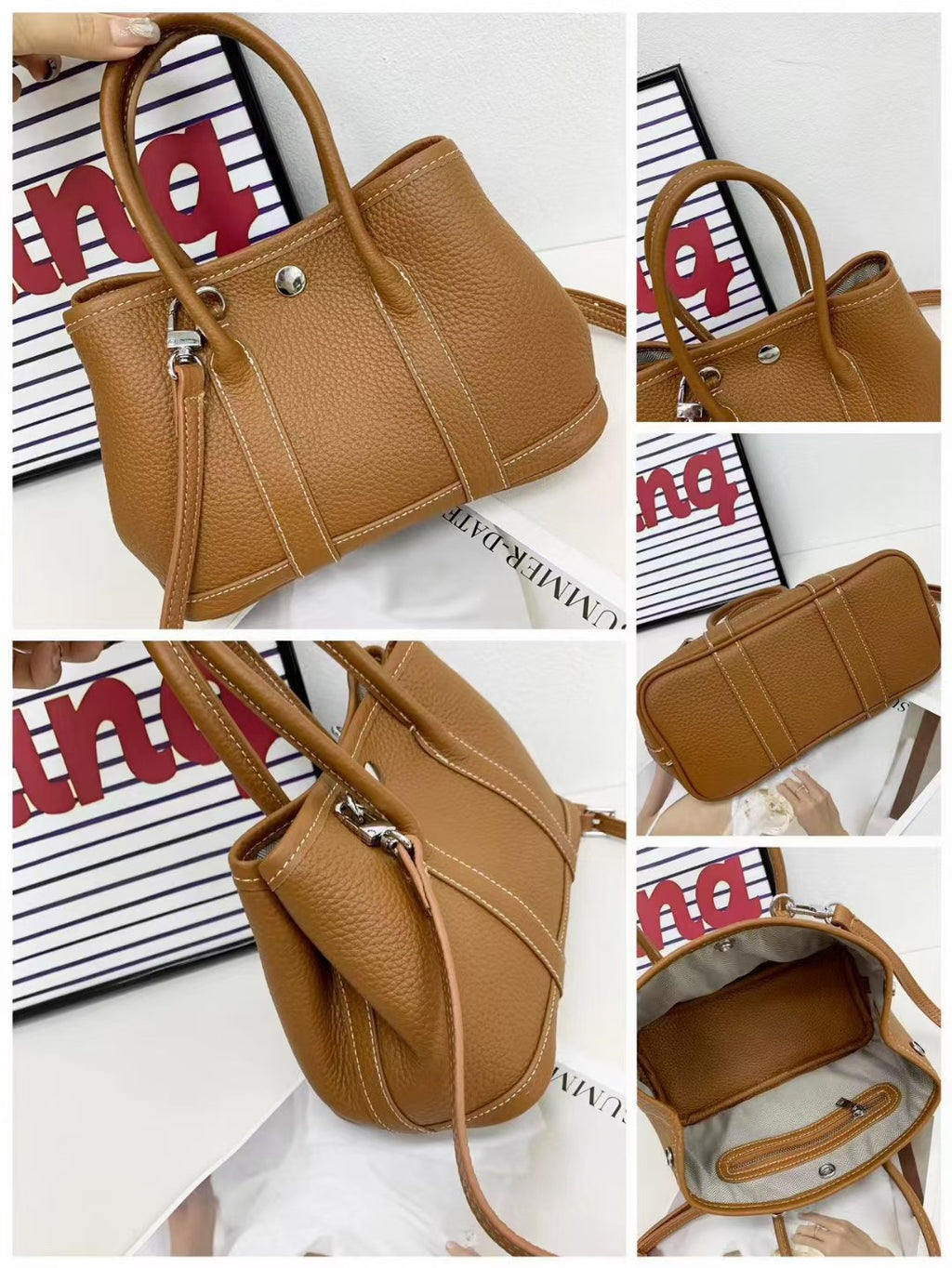 Garden Bag Summer High-End Feel Guangzhou First Layer Cowhide Women's Bag Genuine Leather Tote Bag Large Capacity Commuter Handbag