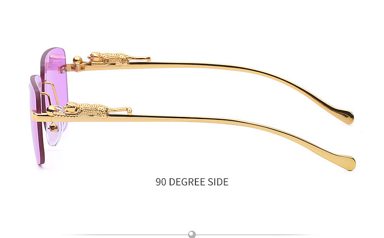 New Fashion Small Frame Square Sunglasses Men's Sunglasses Women's European and American Trendy Rimless Sunglasses Men