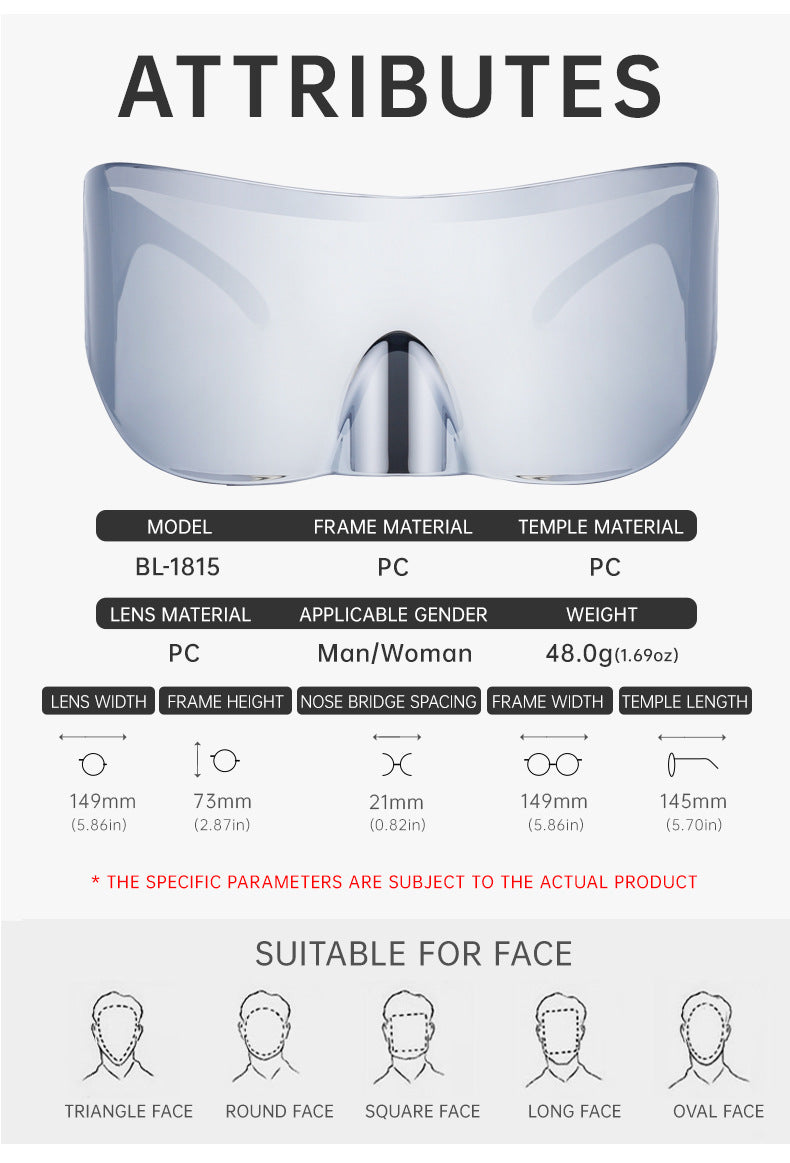 Outdoor Cycling Mercury Sunglasses for Women, European and American Style, Large Frame, Sun Protection Sunglasses for Men, Sports Windproof Glasses shades