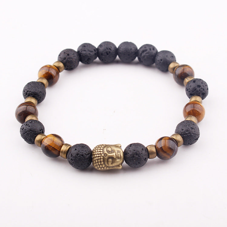 AliExpress8mm Volcanic Lava Stone Bracelet Natural Emperor Stone Couple Fashion Bracelet Factory Direct Sale