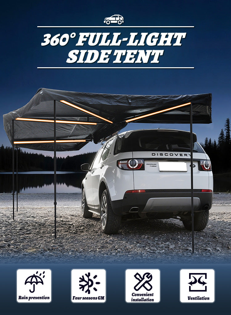 New360Full Lamp Boneless Fan-Shaped Car Side Tent Camping Large Space Outdoor Waterproof Camping Car Tent