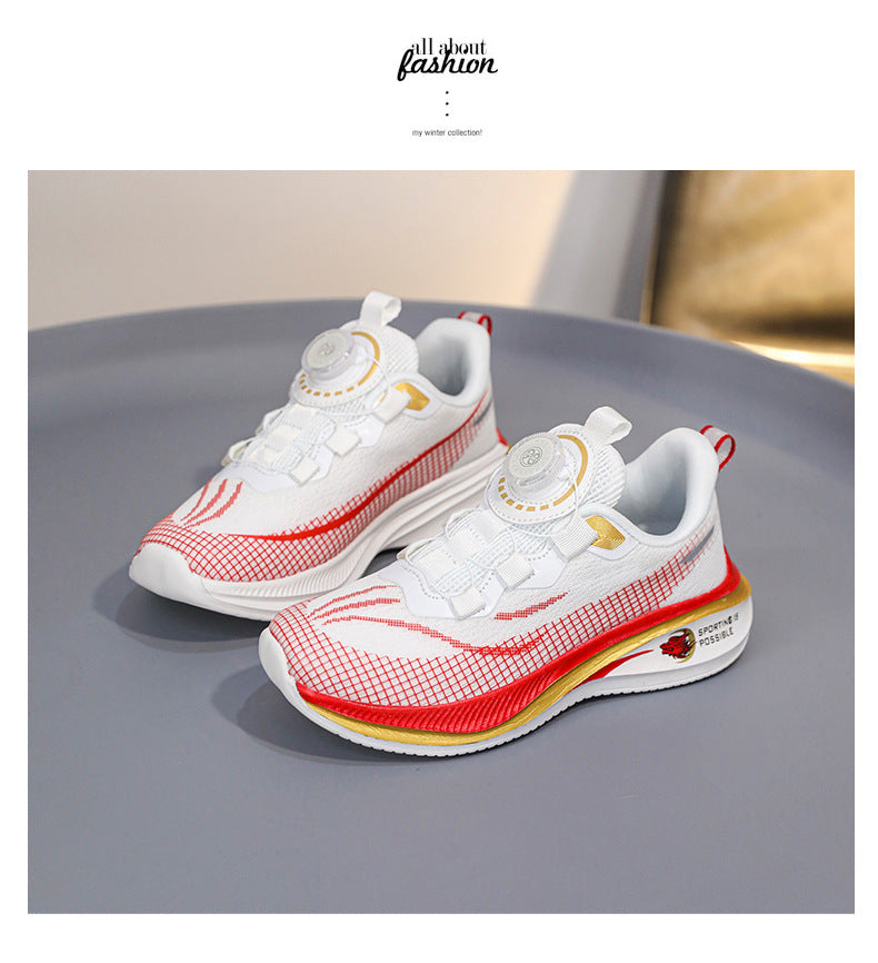 Boys and Girls Shoes Red Rabbit7Spring and Autumn Physical Training Sports Shoes Soft Sole Mesh Breathable Children's Running Shoes Lightweight Trendy