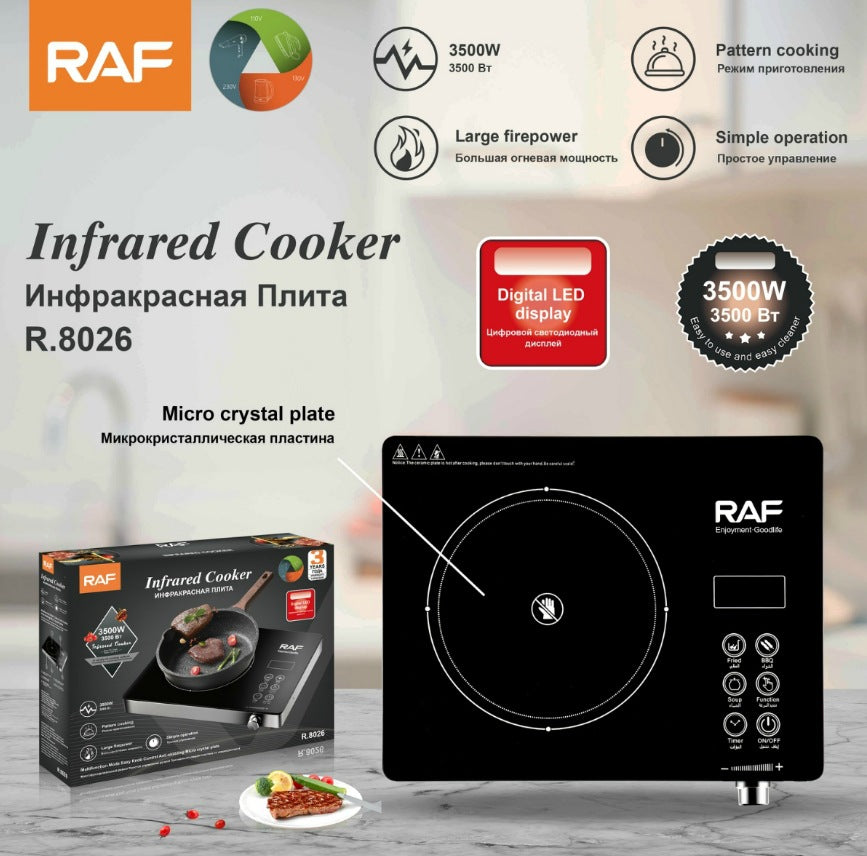 RAF European Standard High-Power Stir-Fry Hot Pot Desktop Electric Stove Stir-Fry Cooking Electric Ceramic Stove Household Multi-Function Touchscreen Version