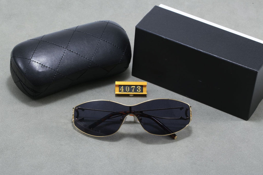 Chanel Style European and American One-Piece y2k Spicy Girl Water silver Sunglasses for Women Trendy High-end Sense Pointed Diamond Retro Hong Kong Style Sunglasses