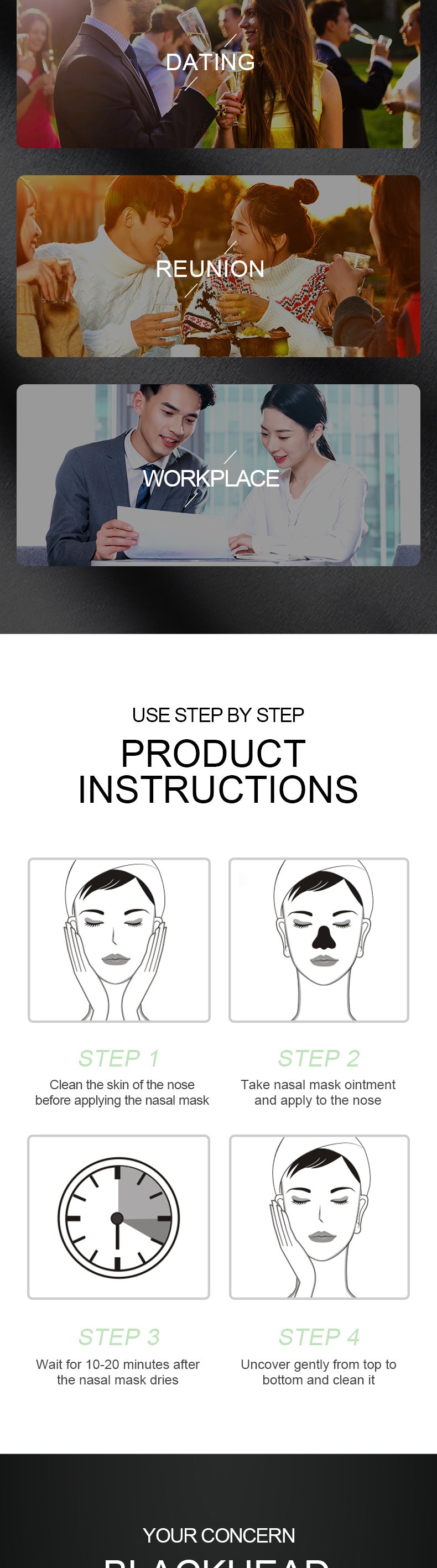 Bamboo Charcoal Blackhead Absorbing Nose Mask Patch SADOER T District Care Box Set Cross-Border Foreign Trade Live Wholesale