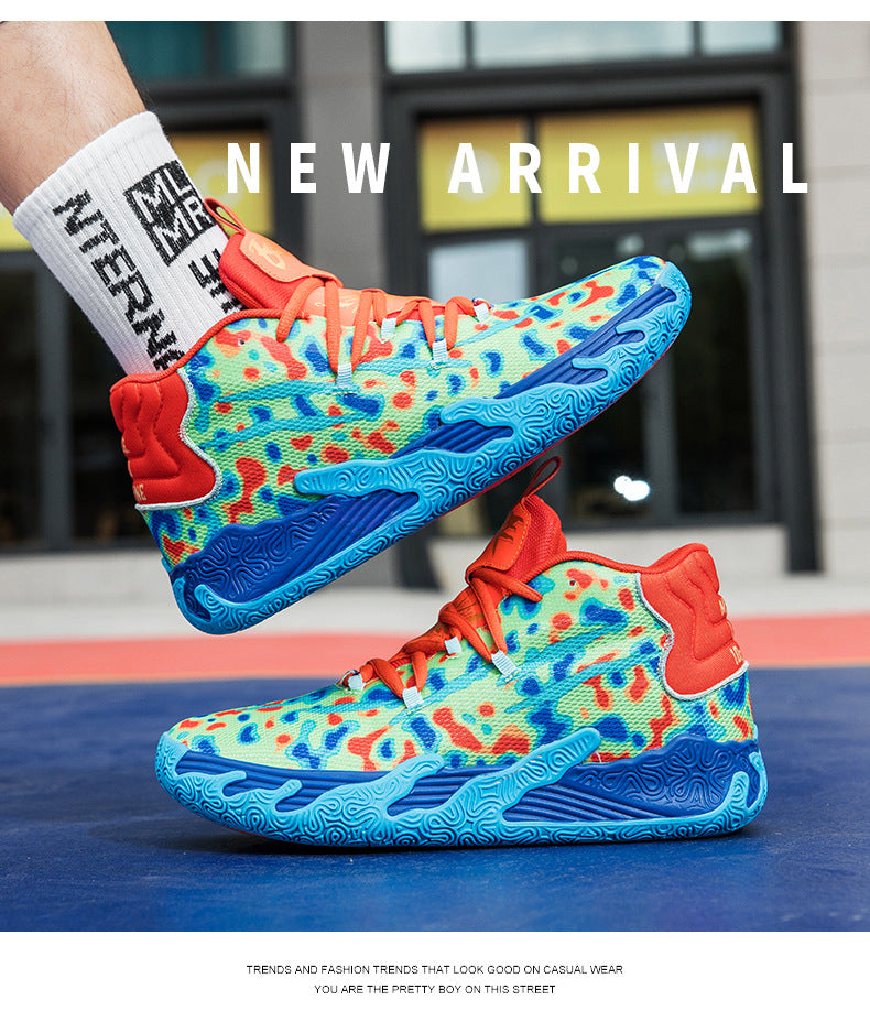 New Mid-Calf Professional Basketball Shoes Outdoor Practical Breathable Couple Shoes Thick Sole Non-Slip Unisex Shock Absorption Sports Shoes