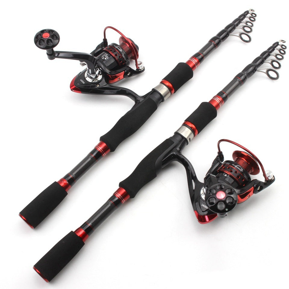 Wholesale Retractable Lure Rod Set Straight Handle Lure Spinning Reel Lure Bait Combination European and American Popular Fishing Gear