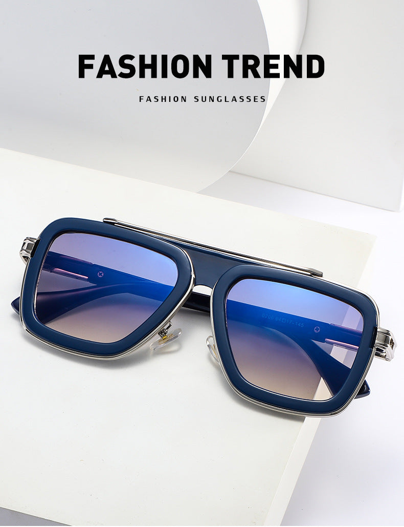 European and American Retro Square Frame Sunglasses for Men, Trendy European and American Punk Style, Internet Celebrity Same Style Sunglasses for Women ins Wind shades