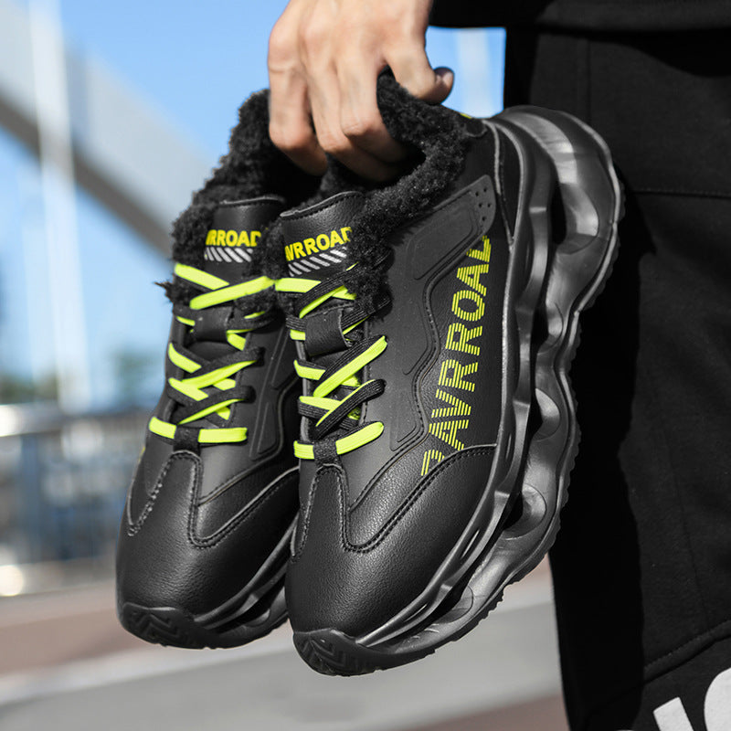 Winter New Ultra-fiber Leather Waterproof Fashion Casual Sports Shoes with Fleece Lining Warm Men's Shoes Non-slip Wear-resistant Running Shoes