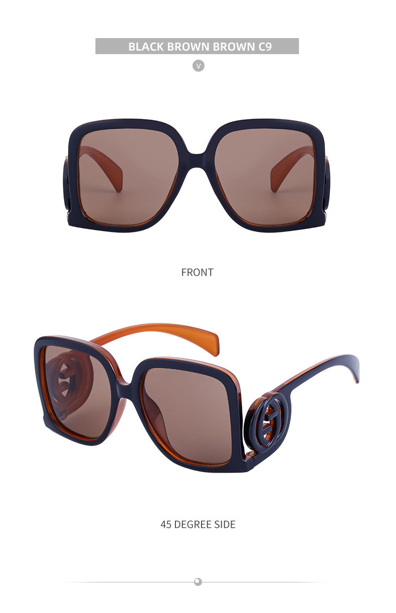 European and American fashion large frame sunglasses for women with a high-end feel INS Wind Sunglasses Sun Protection No Makeup Glasses Square Frame sunglasse