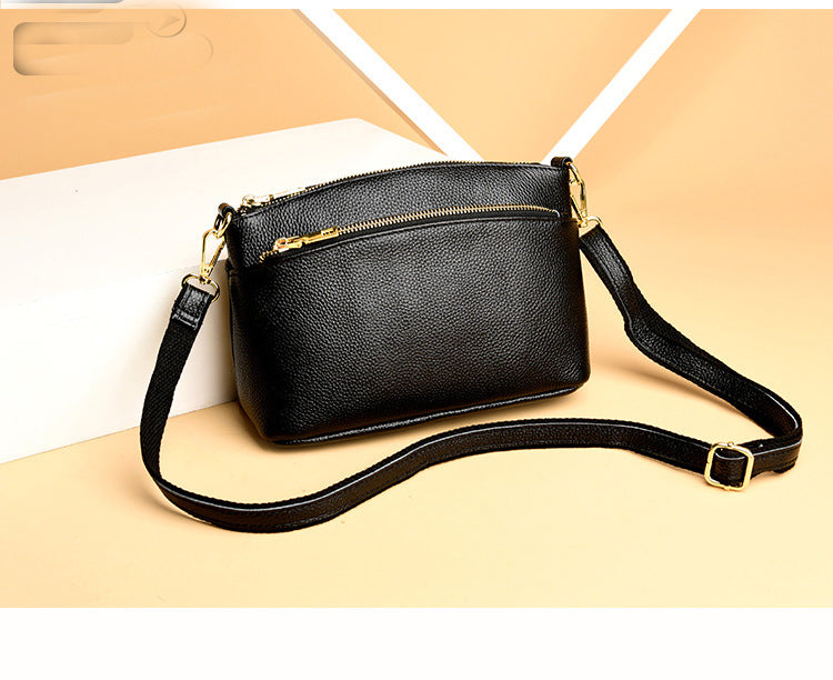Guangzhou Shiling Genuine Leather Women's Bag for Middle-aged Moms, Small Square Bag, Top Layer Cowhide, Single Shoulder Crossbody Bag, Versatile