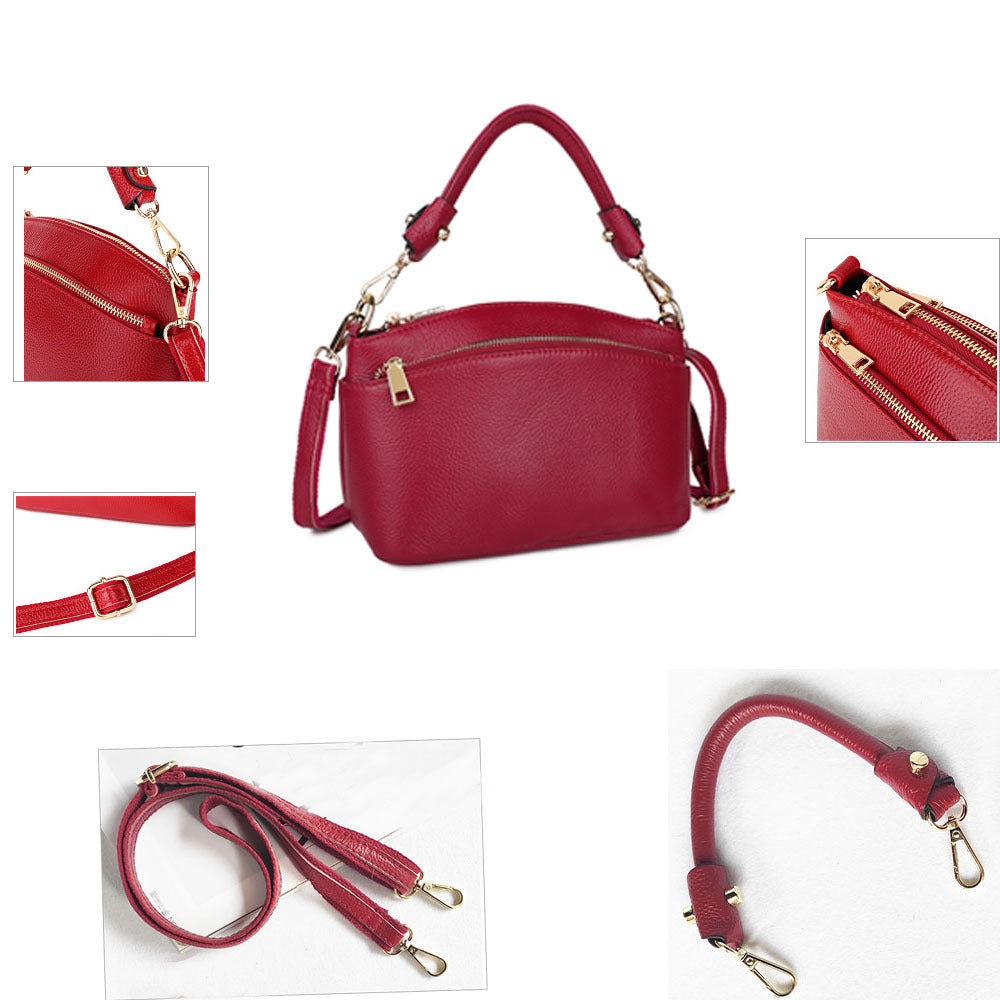 Guangzhou Shiling Genuine Leather Women's Bag for Middle-aged Moms, Small Square Bag, Top Layer Cowhide, Single Shoulder Crossbody Bag, Versatile