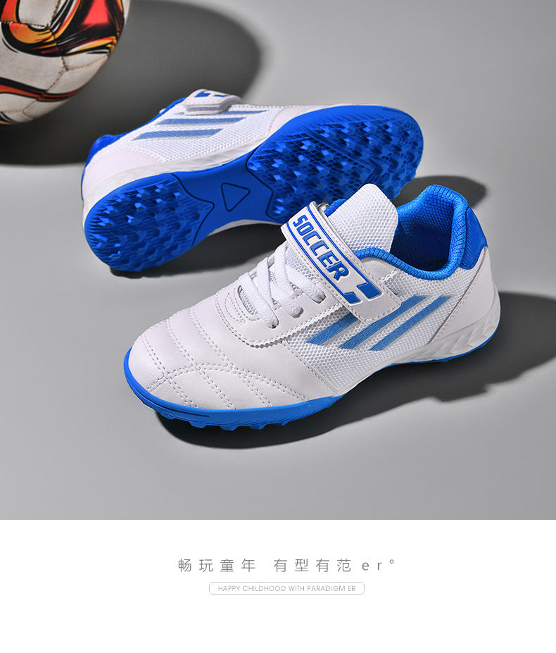 New football shoes for men and women with Velcro for children TF Broken Nail Style Youth Student Grassland Flat Training Shoes