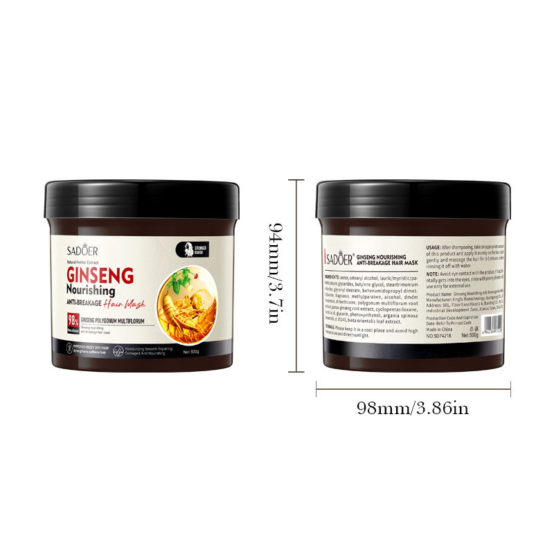 Full English Ginseng and Polygonum Multiflorum Hair Mask SADOER Nourishing Anti-Breakage Smooth Voluminous Hair Mask  Wholesale