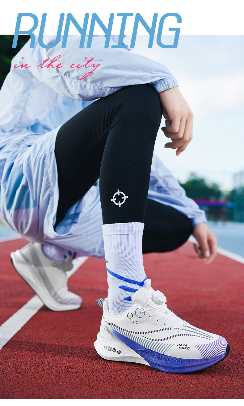 Red Rabbit8PRO Real Explosive Carbon Plate Youth Racing Leather Surface Fleece-Lined Warm Running Shoes for Men and Women with Rotating Buckle Sports Shoes