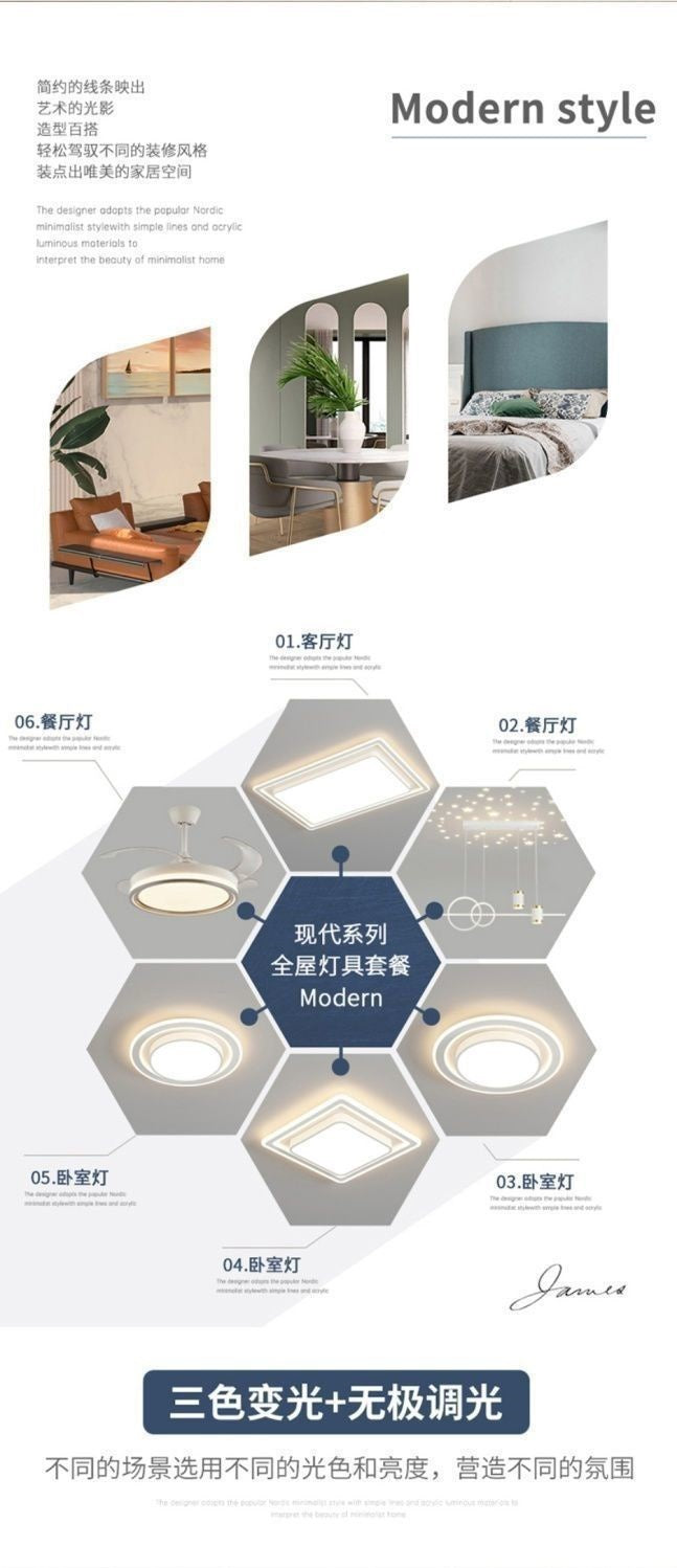 2025New Style Living Room Elegant Ceiling Light Main Light Eye Protection led Modern Whole House Minimalist Lighting Bedroom