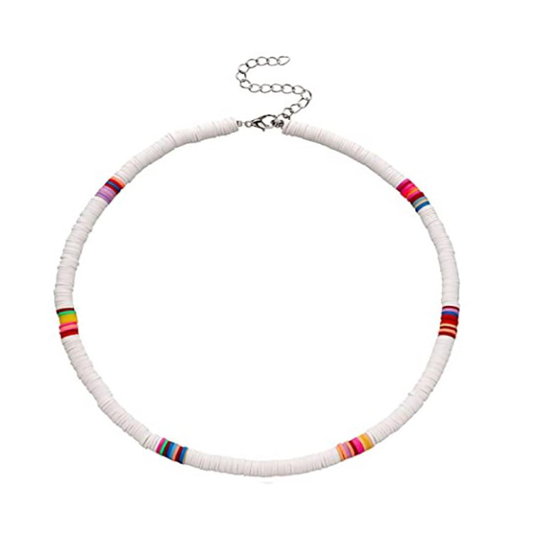 Hawaiian Women's Collarbone Chain6mm Colorful Soft Clay Lobster Clasp Chain Necklace Beach Soft Clay Necklace