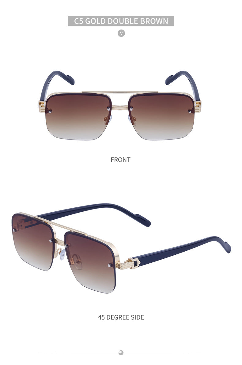 2025New Fashion Half-Frame Cut Edge Sunglasses for Women, High-End Driving Sunglasses for Men, Wholesale Glasses