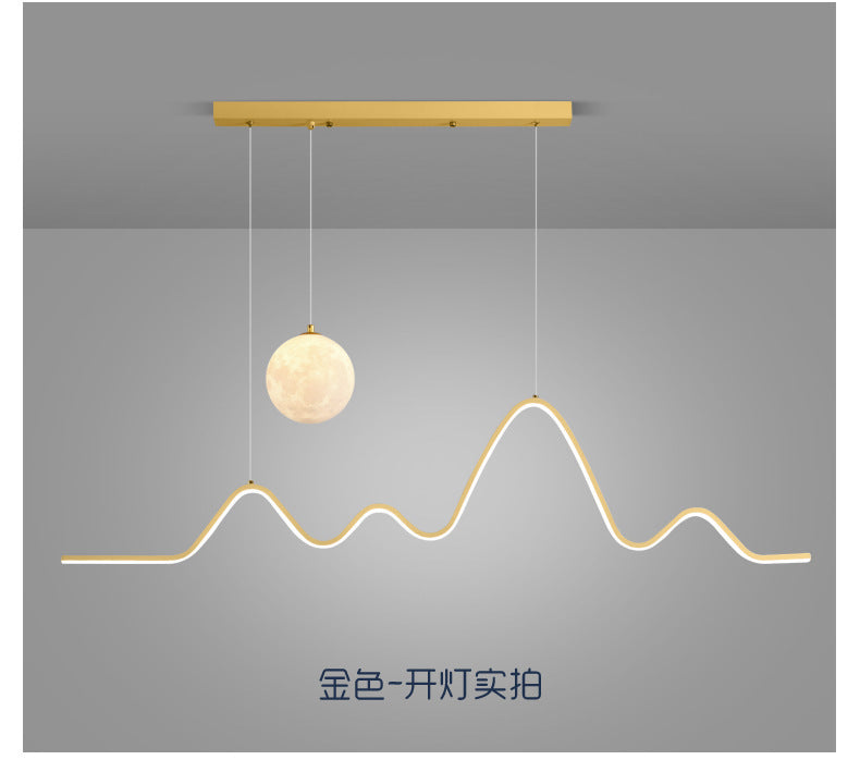 Restaurant Chandelier Light Luxury Dining Room Dining Table Bar Modern Minimalist Moon Lamp Minimalist Long Strip Guangdong Zhongshan Factory
