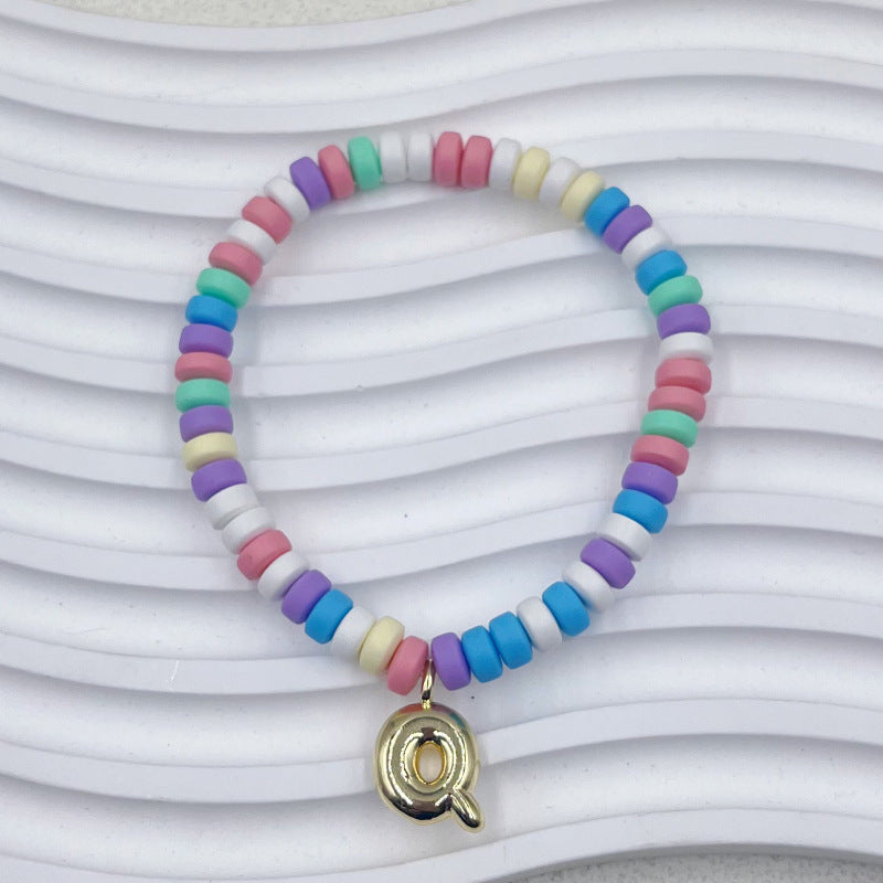 Bubble Balloon Letter Bracelet Best Friend Friendship Gift Sweet Bracelet Colorful Soft Clay Abacus Bead Bracelet