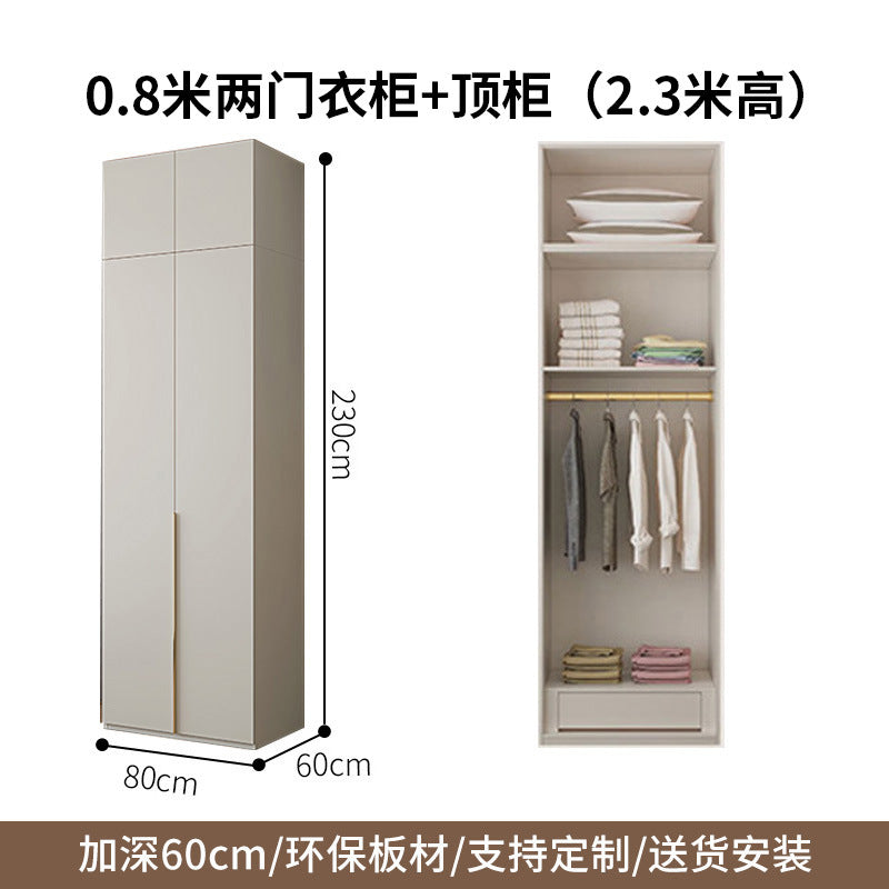 Custom Solid Wood Wardrobe for Home Bedroom Modern Simple Cream Style Hot-Selling Storage Cabinet One-Door to Ceiling Large Wardrobe