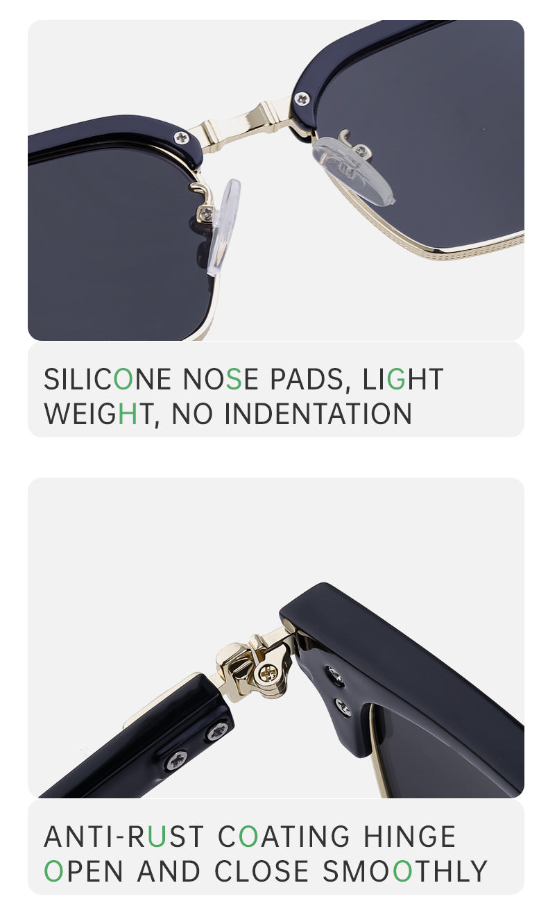 New Retro Square Frame Sunglasses Unisex Eyebrow Frame UV Protection Sunglasses Double Bridge Glasses shades