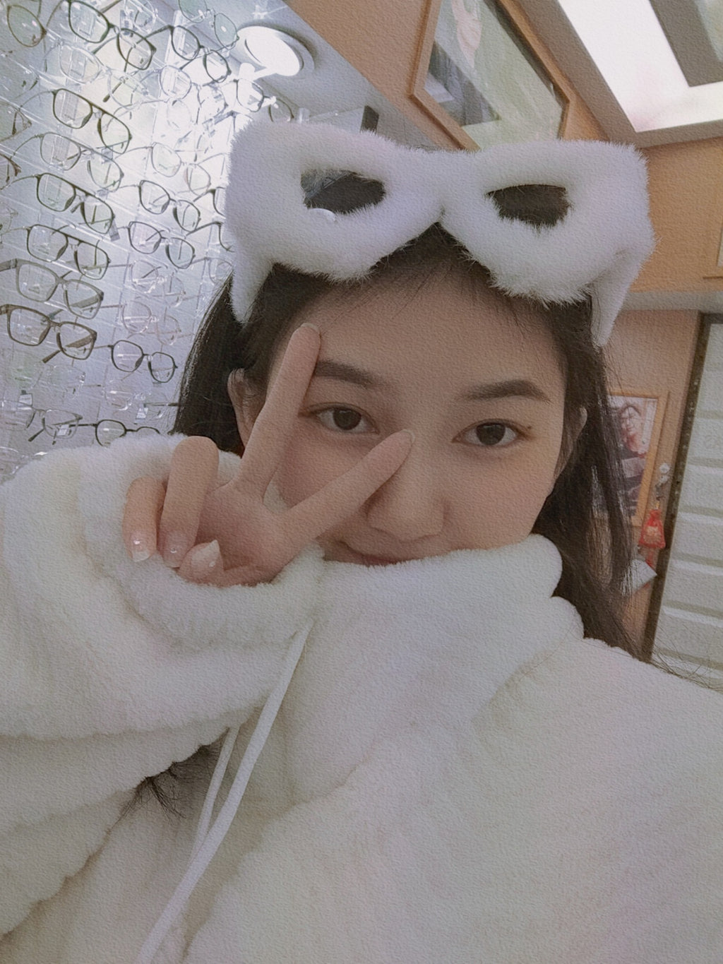 Puppy Style Plush Winter Sunglasses for Women Fashion Cat Eye Sunglasses European and American Style Sunglasses