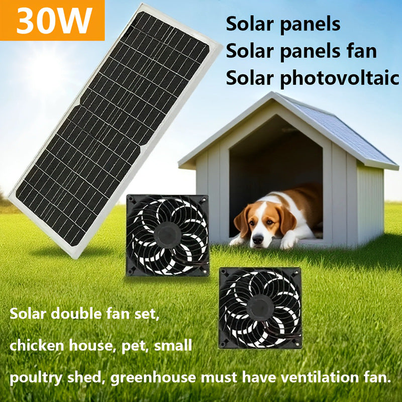 Factory Direct Solar Panel with Dual Fan Pet House Silent Solar Photovoltaic Panel Exhaust Fan Ventilation Cooling
