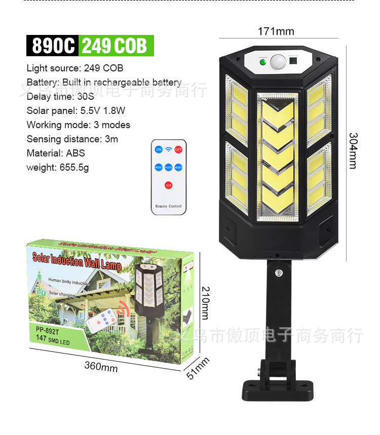 Step into the New Solar Light Outdoor Motion Sensor Light Waterproof Garden Light with Remote Control Garage Light LED Street Lamp