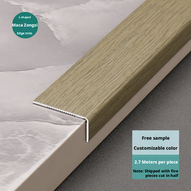 Aluminum alloy wood grain L Wooden flooring trim edge strip corner protector7Right-angle edge trim with buckle strips for threshold decoration