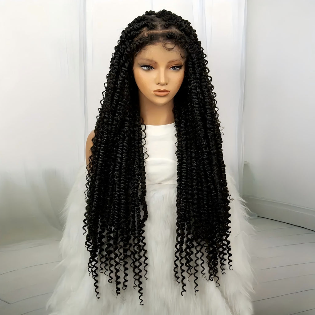 Cross-Border New African Braided Wig Hand-Woven Full Lace Double Strand Passion twist Feizi Chemical Fiber Head Cover