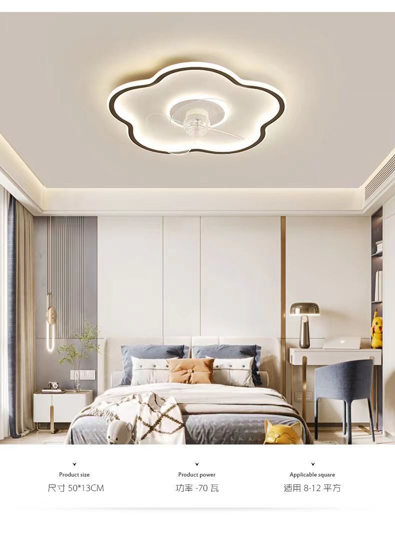 Bedroom fan light integrated modern minimalist2025New style ceiling fan light for children's room and dining room