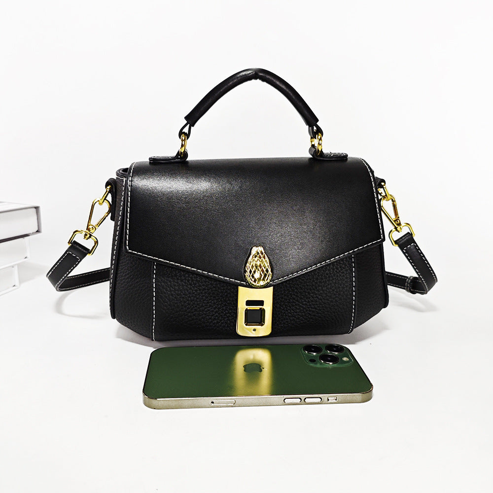 Customized Fingerprint Unlock Bag High-end Fashion Top Layer Cowhide Large Capacity Handbag Crossbody Genuine Leather Women's Bag