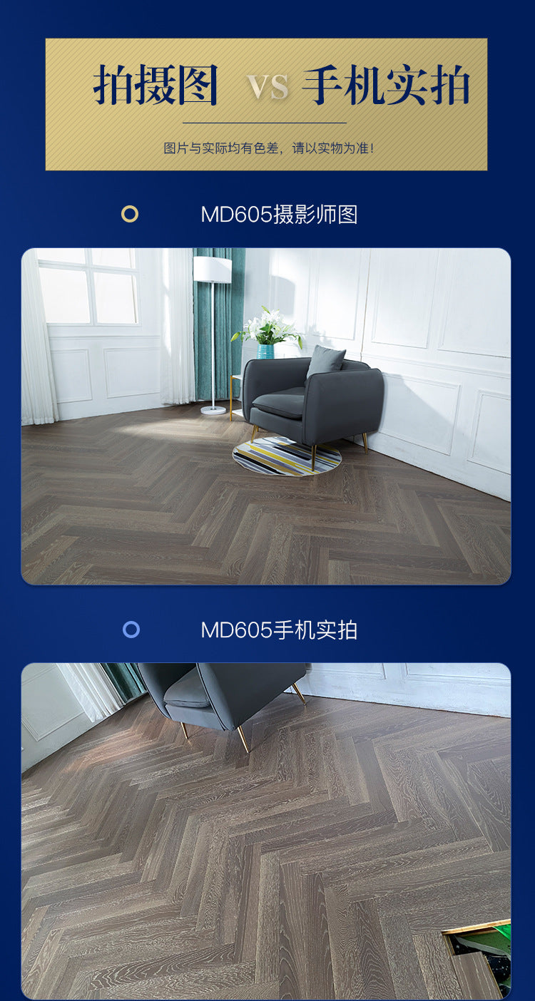 In-stock wholesale with on-site installation Herringbone Locking Floor Heating New Three-Layer Solid Wood Flooring Oak Black Walnut Flooring