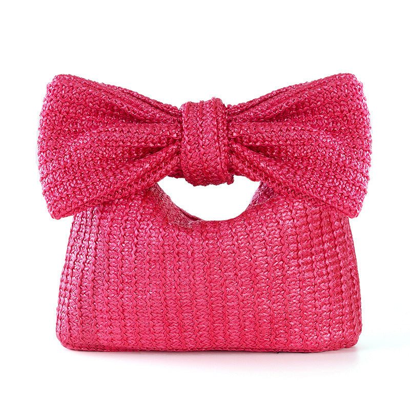 Colorful Woven Bow Bag for Women, European and American Fashion Women's Bag, Straw Bag for Women, Wholesale Versatile Fashion Clutch Bag