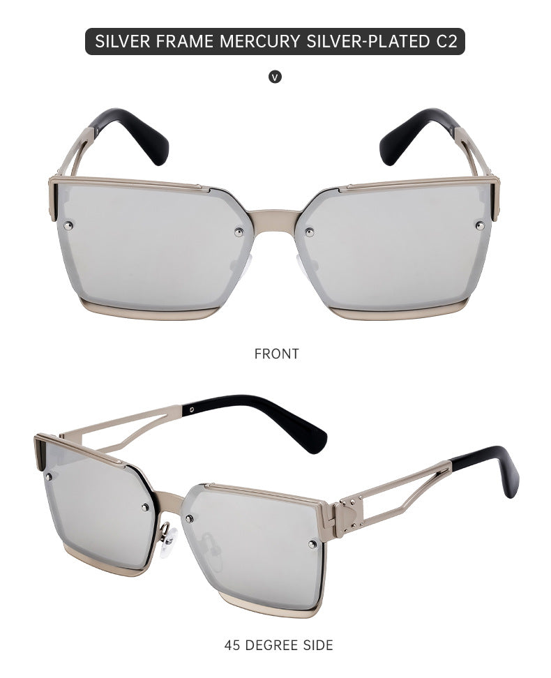 European and American Retro Punk Style Square Frame Sunglasses for Women Outdoor Sunshade Sunglasses for Men High-end Glasses Wholesale