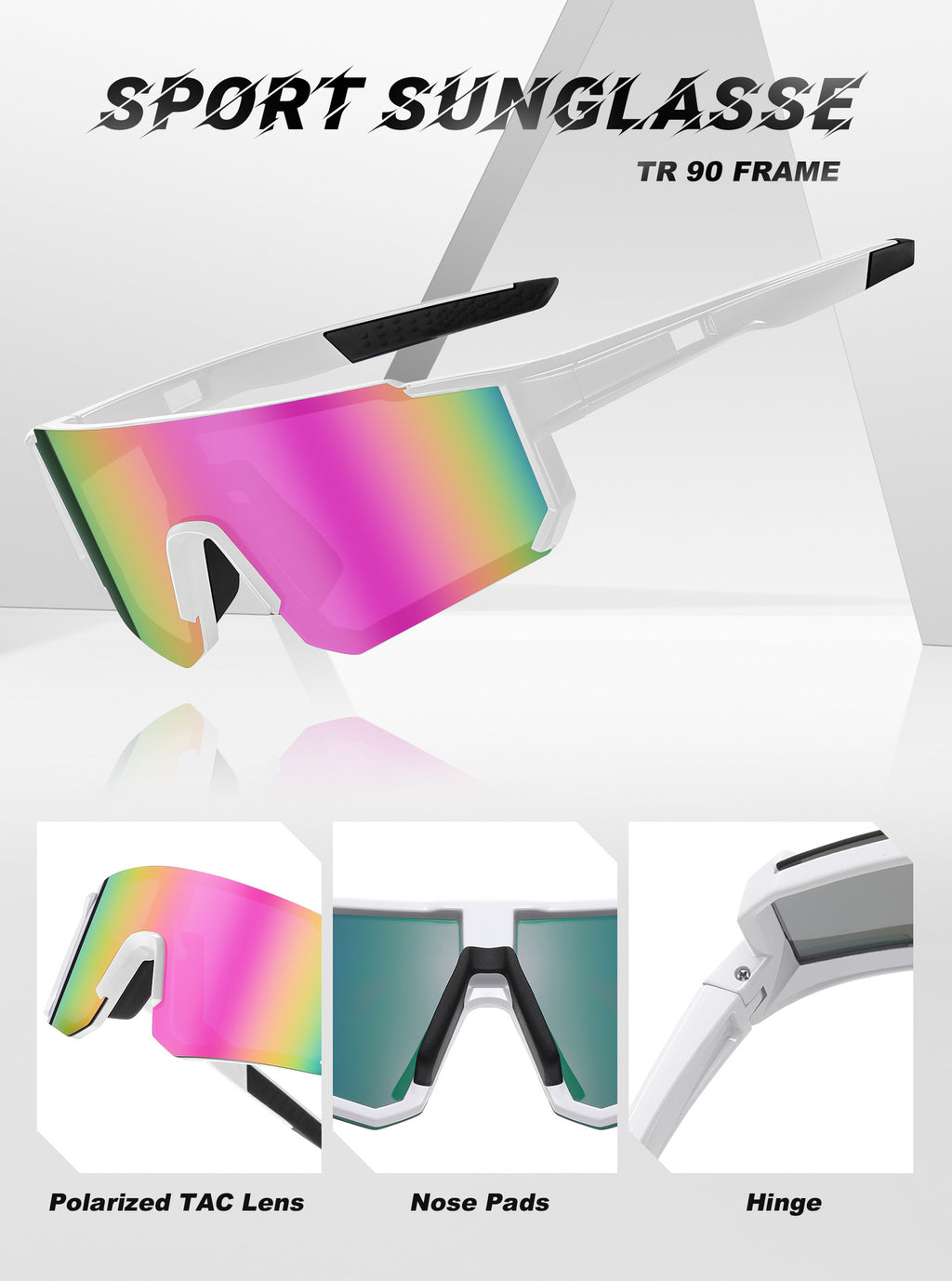 Outdoor Cycling Windproof Sunglasses for Men and Women, European and American Style One-piece Mountaineering Polarized Sunglasses Wholesale sunglasses