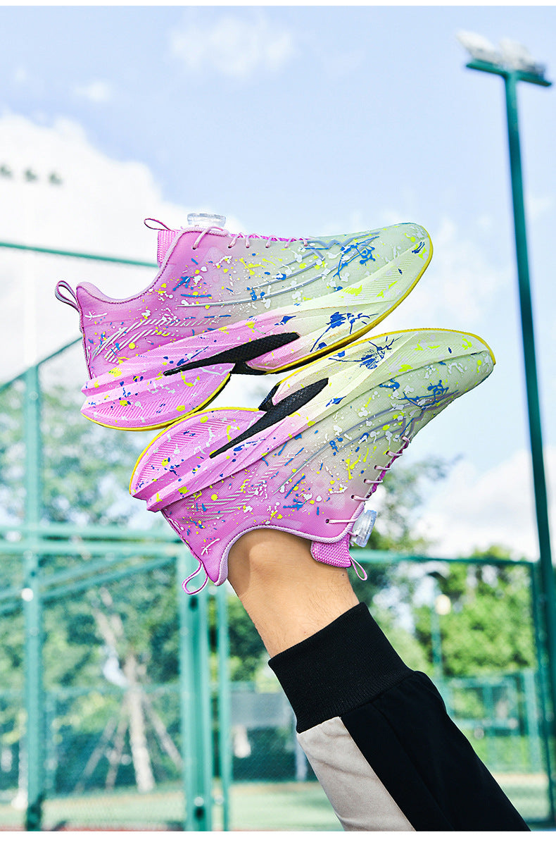 2025Four Seasons New Casual Couple's Real Explosive Carbon Plate Rotating Buckle Running Shoes Youth Graffiti Fashion Sports Shoes