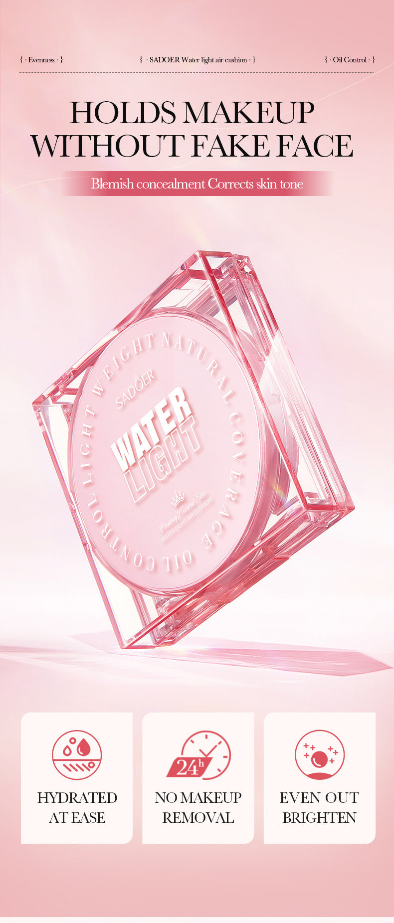 Makeup SADOER Hydrating Cushion Concealer Contouring Brightening Skin Tone BB Wholesale Cross-Border Foreign Trade Frost