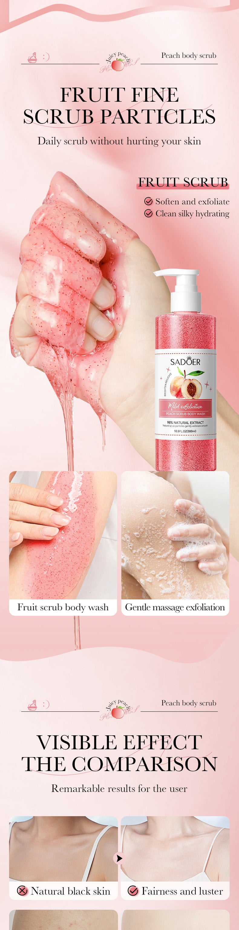 Full English Fruit Body Wash300mlSADOER Kiwi Body Scrub Shower Gel  Wholesale