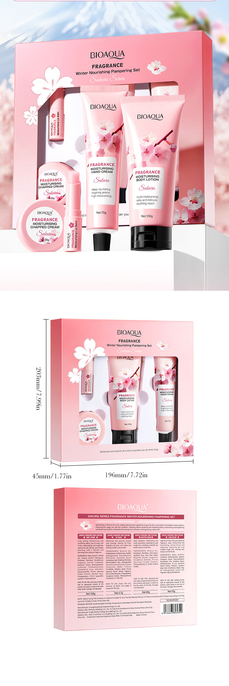 Sakura Series Winter Moisturizing Luxurious Set BIOAOUA Hydration Kit  Wholesale