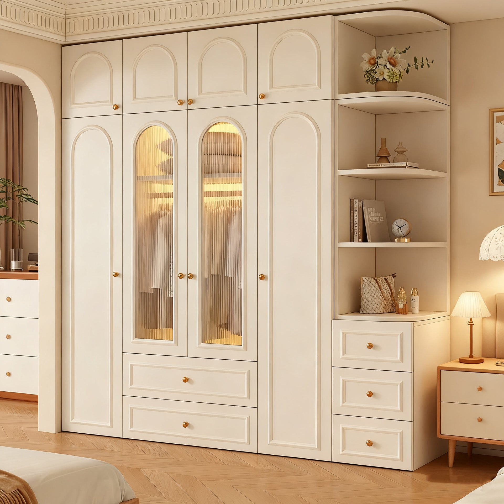 Custom Whole House Honeycomb Aluminum Alloy Wardrobe for Home Bedroom French Modern Storage Integrated Large Capacity Closet Factory