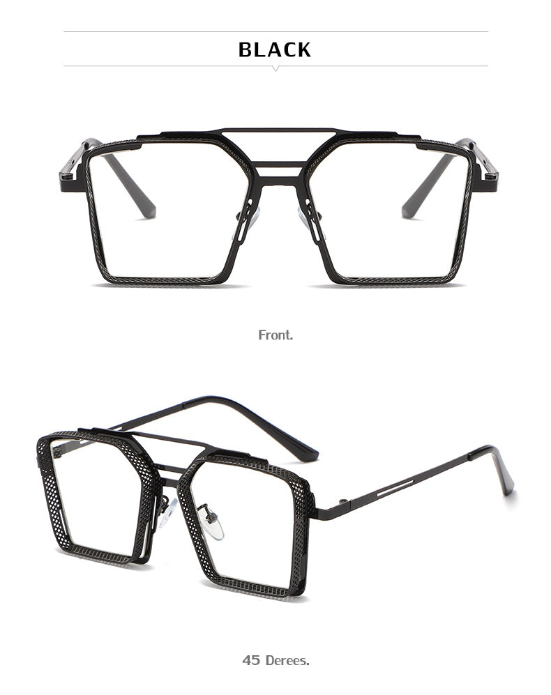 Vintage Steampunk Sunglasses for Men Metal Hollow Square Frame Sunglasses Men's Trendy Glasses sunglasses