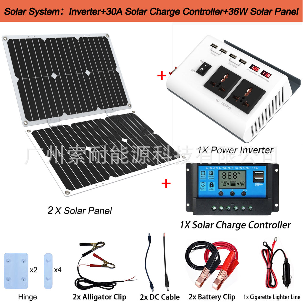 Solar Energy Kit System: 12V Inverter 30A Controller 18W Solar Panel Solar System
