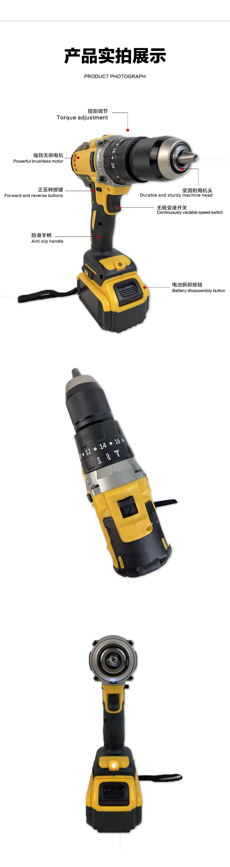 DW Source Factory791Brushless Lithium Battery Three-Function Impact High-Power Drill Set with Full Accessories