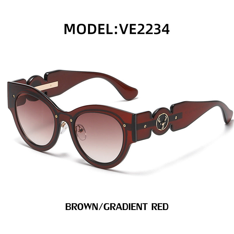 European and American Style Cat Eye Sunglasses for Women with High-end Feel ins Steampunk Frameless Sunglasses for Women Wholesale