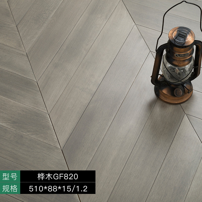 In stock wholesale Door-to-Door Installation Underfloor Heating Locking Rib Core Structure New Three-layer Solid Wood Fishbone Pattern Flooring for Home Use