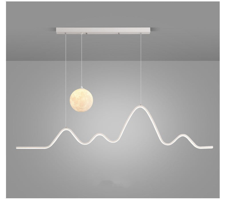 Restaurant Pendant Light Luxury Dining Room Table Bar Counter Lighting Modern Minimalist Moon Lamp Minimalist Long Strip Restaurant Light